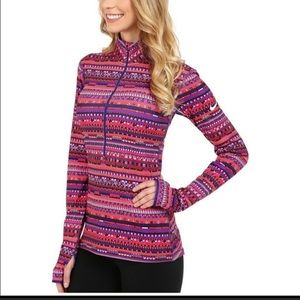 Nike Women's Pink & Purple Patterned Half-Zip Pullover